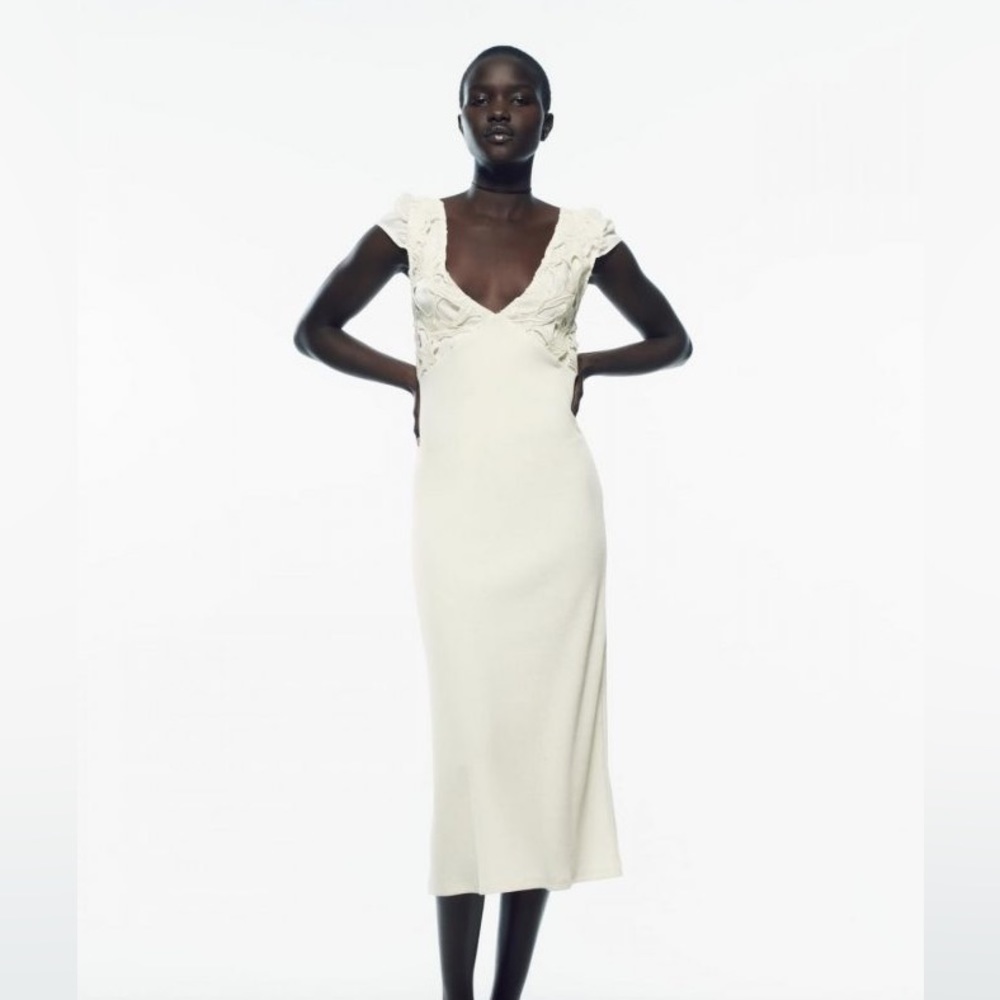 NWT // Zara - Ecru Lace Midi Dress